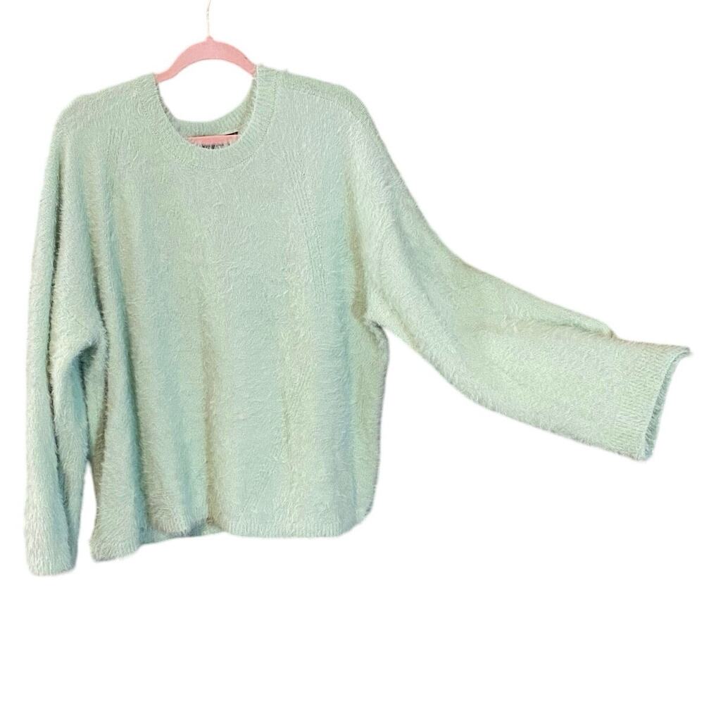 Lane Bryant Fuzzy Mint Green Sweater Plus Size 22/24 Soft Cozy Long Sleeve
